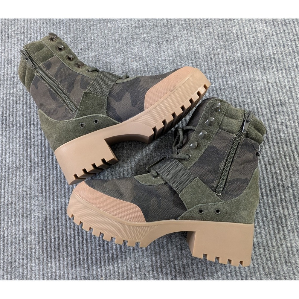 Steve Madden Nayra Combat Platform Ankle Boots Womens 7.5 Green Camo Streetwear - Picture 2 of 9